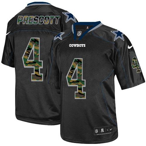 Nike Cowboys #4 Dak Prescott Black Men's Stitched NFL Elite Camo Fashion Jersey - Click Image to Close
